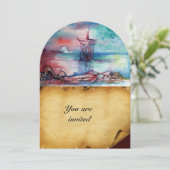 GNOMON UND LADY OF THE SEE Brown Perchment Einladung (Stehend Vorderseite)