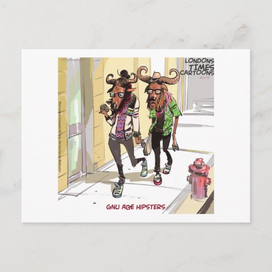Gnu Age Hipsters Funny Postkarte (Vorderseite)