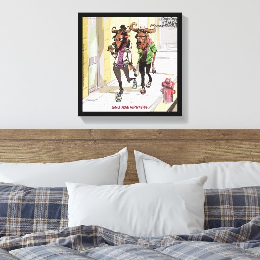 Gnu Age Hipsters Funny Rick London Canvas Print Leinwanddruck (Insitu (Schlafzimmer))