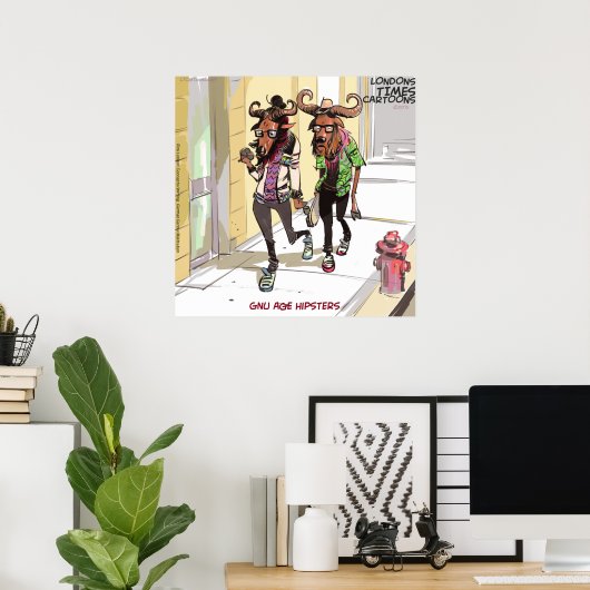 Gnu Age Hipsters Funny Rick London Poster (Heimbüro)