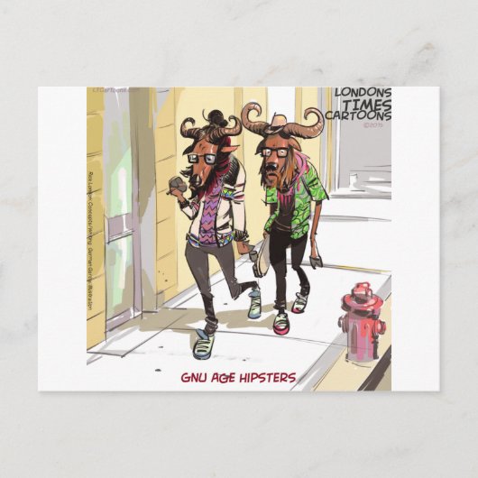 Gnu Age Hipsters Rick London Funny Postkarte (Vorderseite)
