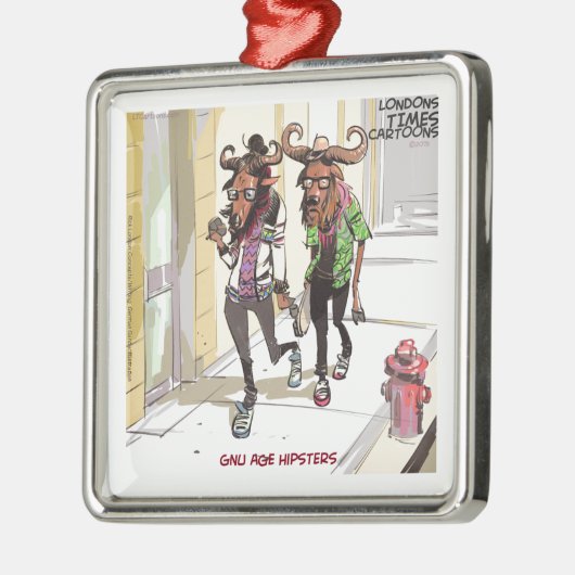 Gnu Age Hipsters Rick London Funny Silbernes Ornament (Links)