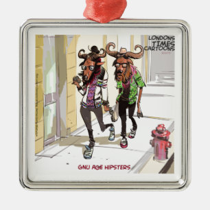 Gnu Age Hipsters Rick London Lustig Silbernes Ornament