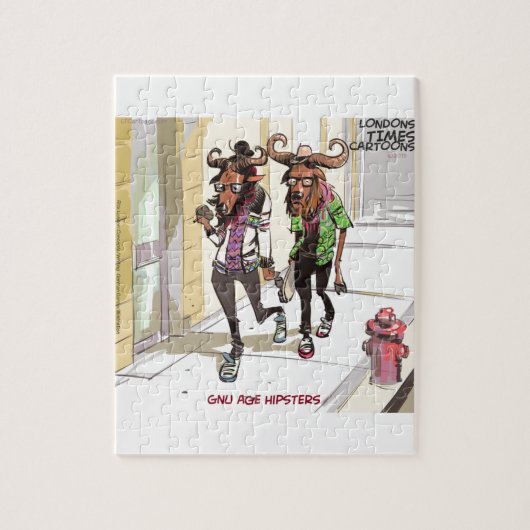 Gnu Alter Hipster Lustig Puzzle (Vertikal)