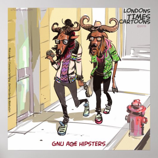 Gnu Alter Hipster Lustig Rick London Poster (Vorne)