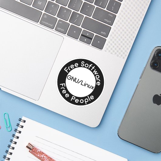 GNU/Linux Aufkleber (Laptop mit iPhone)