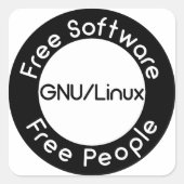 GNU/Linux Quadratischer Aufkleber (Vorderseite)