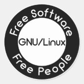 GNU/Linux Runder Aufkleber (Vorderseite)