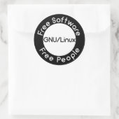 GNU/Linux Runder Aufkleber (Tasche)