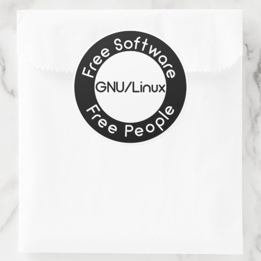 GNU/Linux Runder Aufkleber (Tasche)