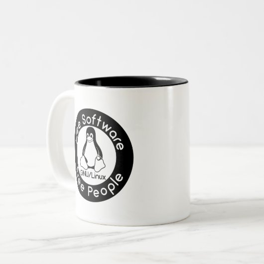 GNU/Linux Zweifarbige Tasse (Vorderseite Links)