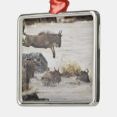 Gnu springt in den Mara-Fluss Silbernes Ornament (Links)
