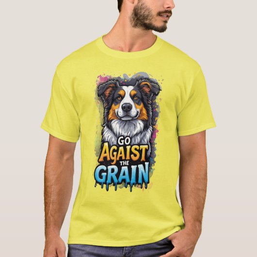 Go Against The Grain: Cheerful Dog Portrait T-Shirt (Vorderseite)