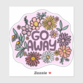 GO AWAY Funny Floral Niedlich Daisy Hand Gezeichne Aufkleber (Blatt)