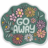 GO AWAY Funny Floral Niedlich Daisy Hand Gezeichne Aufkleber (Vorderseite)