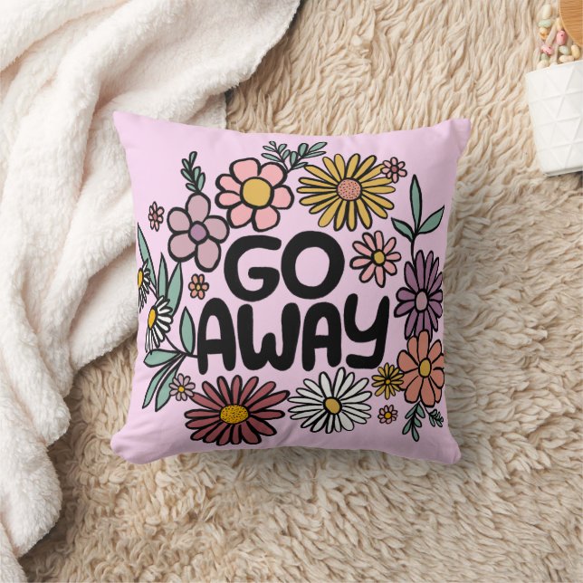 GO AWAY Funny Floral Niedlich Daisy Hand Gezeichne Kissen (Decke)