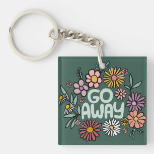 GO AWAY Funny Floral Niedlich Daisy Hand Gezeichne Schlüsselanhänger