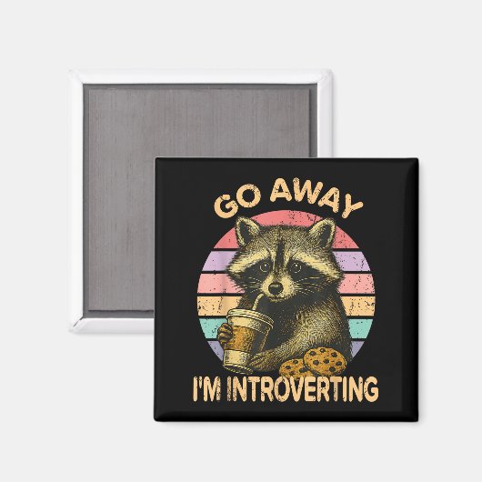 Go Away I'm Introverting Funny Raccoon Sarcastic Magnet (Vorderseite/Rückseite)