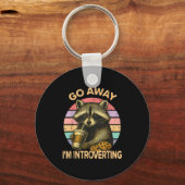 Go Away I'm Introverting Funny Raccoon Sarcastic Schlüsselanhänger (Vorderseite)