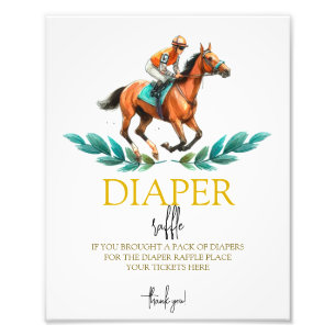 Go Baby Go, Greenery Race Diaper Raffle Sign Fotodruck