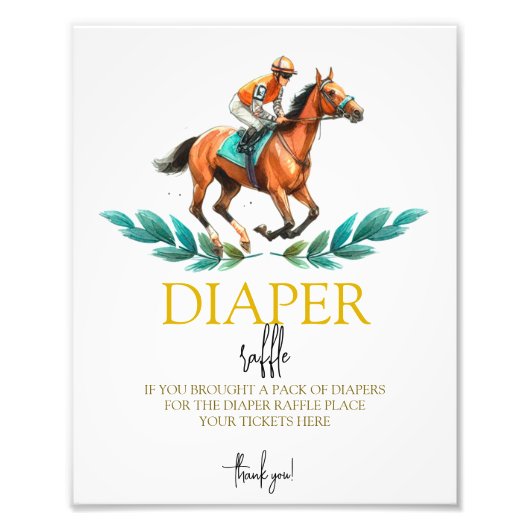 Go Baby Go, Greenery Race Diaper Raffle Sign Fotodruck (Vorne)