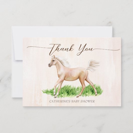 Go Baby Go Reitpferd Baby Dusche Dankeskarte (Vorderseite)