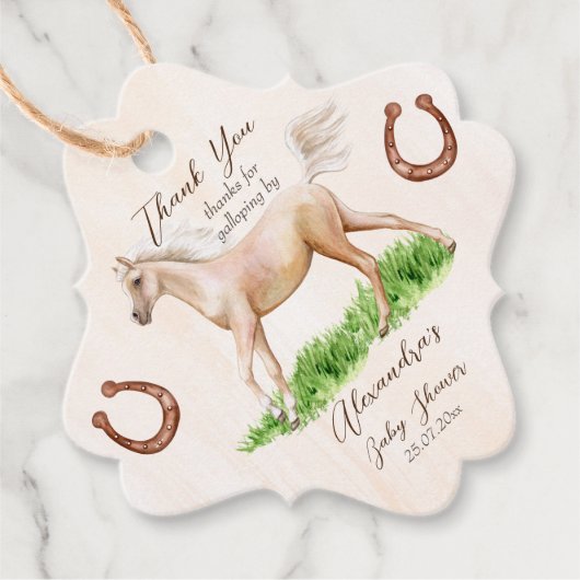 Go baby laufen beige Pferdeschuhdusche Geschenkanhänger (Vorderseite)