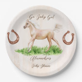 Go baby laufen beige Pferdeschuhdusche Pappteller (Vorderseite)