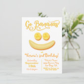 Go Bananas Happy Face Birthday Party Einladung (Stehend Vorderseite)