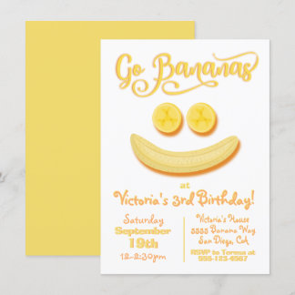 Go Bananas Happy Face Birthday Party Einladung