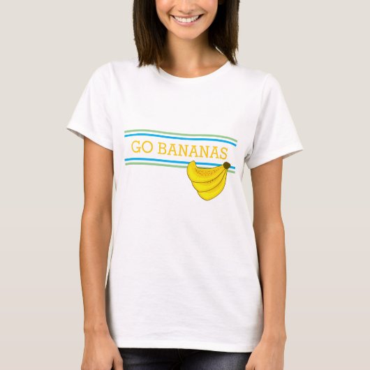 GO BANANAS, Streifen mit gelbem Bananenstrauß T-Shirt (Vorderseite)