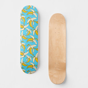 Go Bananen Blue and Yellow Banana Frucht Gemustert Skateboard