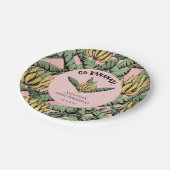 Go Bananen Rosa Gelbe Banane und Blätter Pappteller (Schrägansicht)