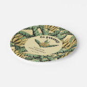 Go Bananen Yellow Tropical Yellow Banana & Blätter Pappteller (Schrägansicht)