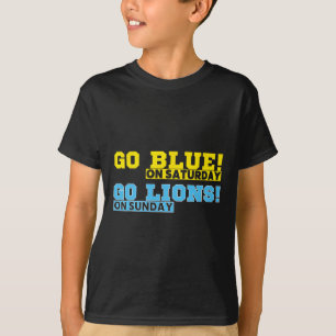 Go Blue am Samstag Go Lions am Sonntag Fußball Fan T-Shirt