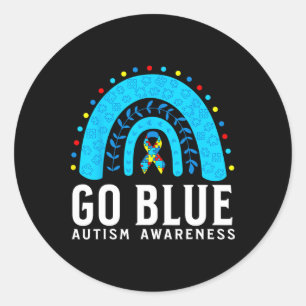 Go Blue Autism Awareness Support Geschenke Blue Ri Runder Aufkleber
