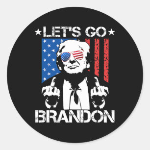 Go Brandon Trump Middle Finger Flag Runder Aufkleber