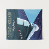 "Go by rail" New York - Chicago Poster Wandteppich (Vorderseite (Horizontal))