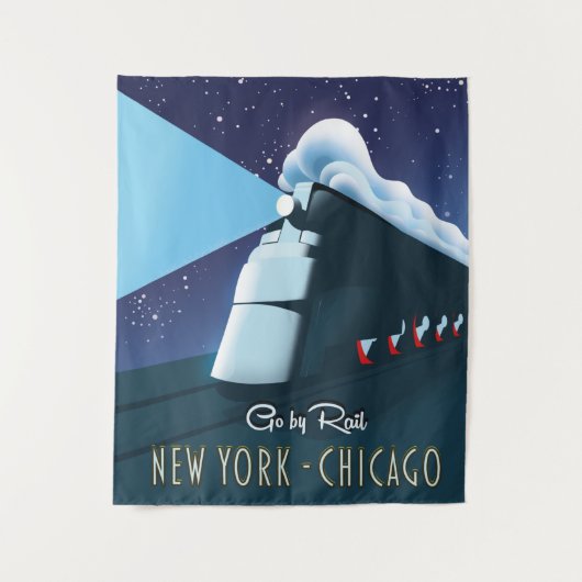 "Go by rail" New York - Chicago Poster Wandteppich (Vorderseite)