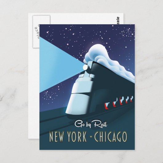 "Go by rail" New York - Chicago Postkarte (Vorne/Hinten)