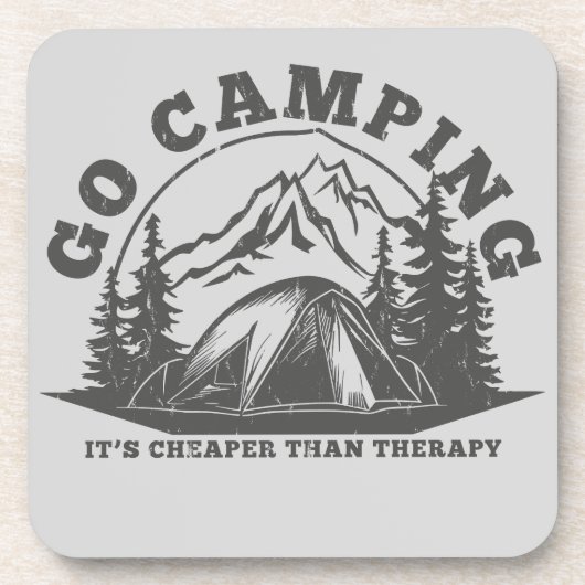 Go Camping billiger als Therapiewitterungsangebot Getränkeuntersetzer (Vorderseite)