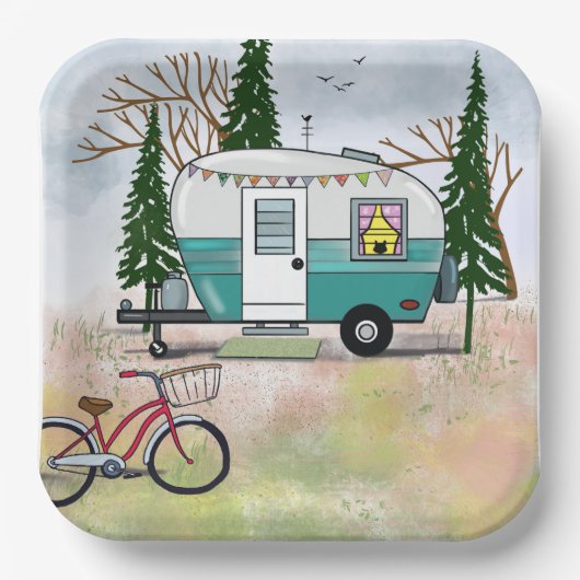 Go-Camping-Papiertafel gelassen Pappteller (Vorderseite)