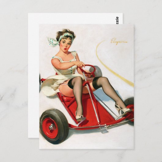 Go-cart-Button Postkarte (Vorne/Hinten)