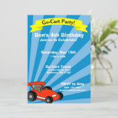 Go-Cart Geburtstagsparty Thema Einladung (Stehend Vorderseite)