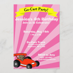 Go-Cart Geburtstagsparty Thema Einladung