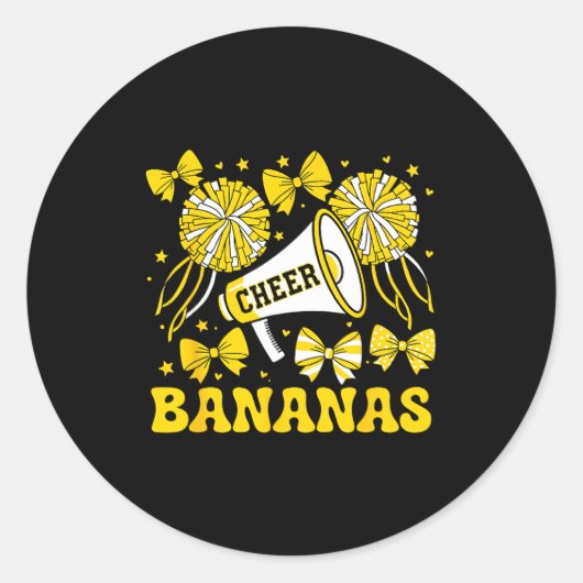 Go Cheer Bananas School Srts Fan Team Srit Name Runder Aufkleber (Vorderseite)