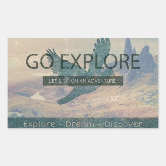 Go Explore Rechteckiger Aufkleber (Vorderseite)