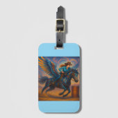 Go Fast! Barrel Racer And Winged Horse Gepäckanhänger (Vorderseite Vertikal)