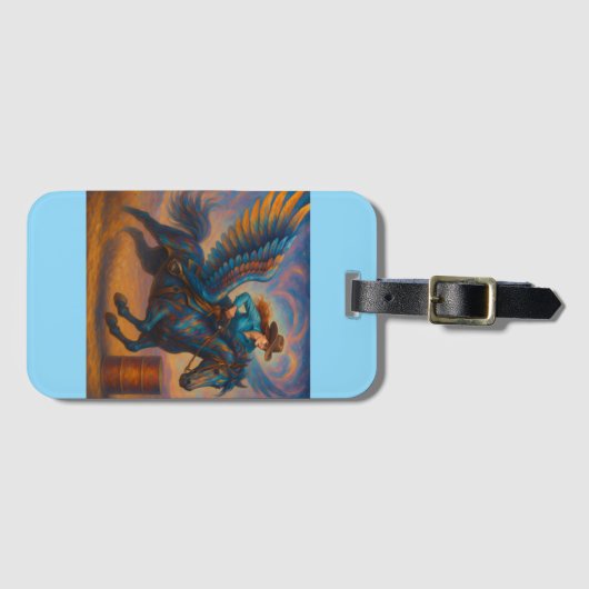 Go Fast! Barrel Racer And Winged Horse Gepäckanhänger (Vorderseite (Horizontal))