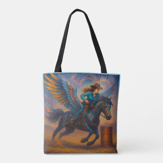 Go Fast! Barrel Racer And Winged Horse Tasche (Rückseite)
